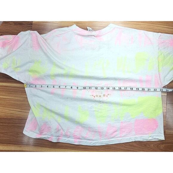 Vintage Signal Mega Tee Cropped Tie Dye Shirt Women's Neon Pink Yellow Crazy 90s - Picture 9 of 10